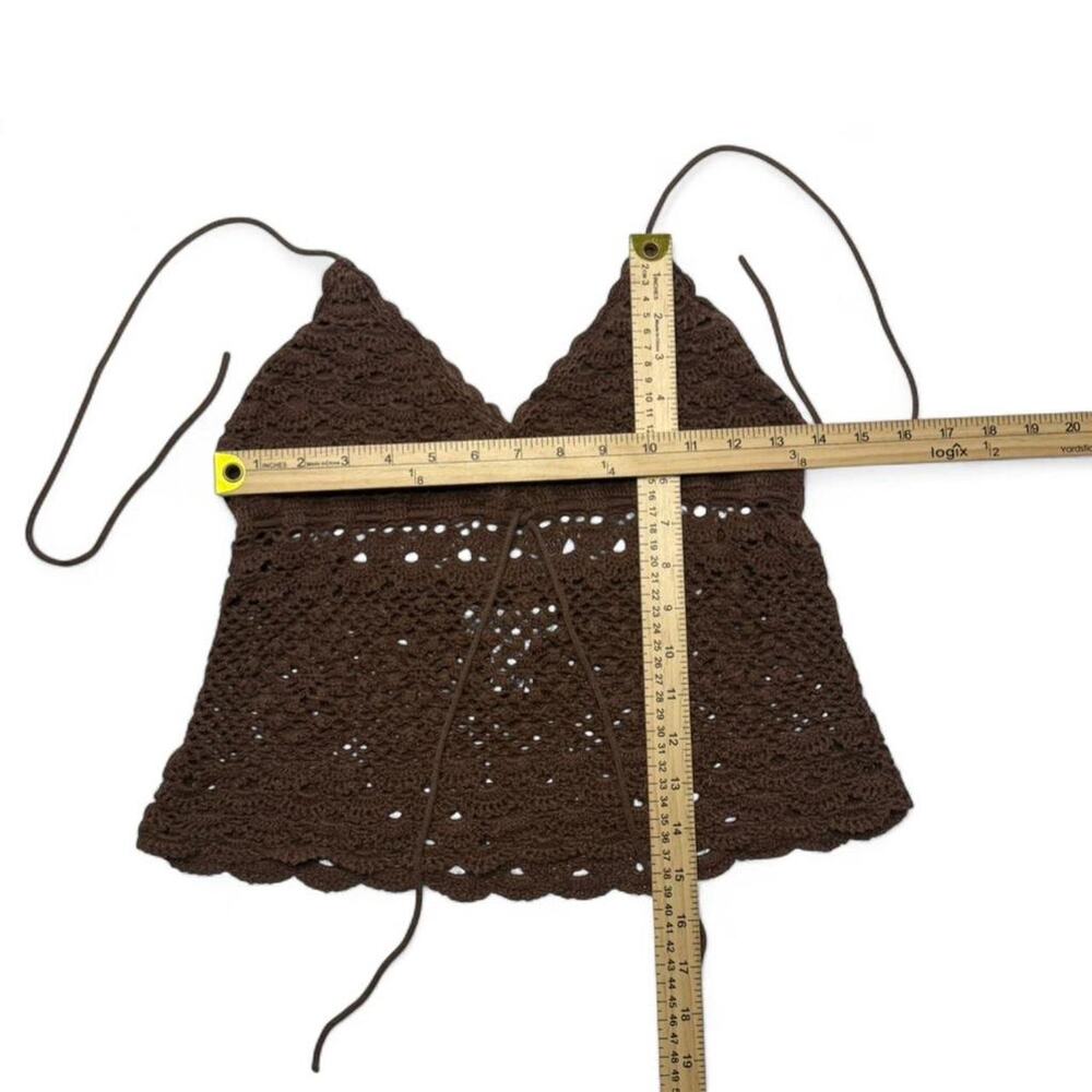 Brown crochet halter top with tie back detail Size XL - Picture 4 of 4